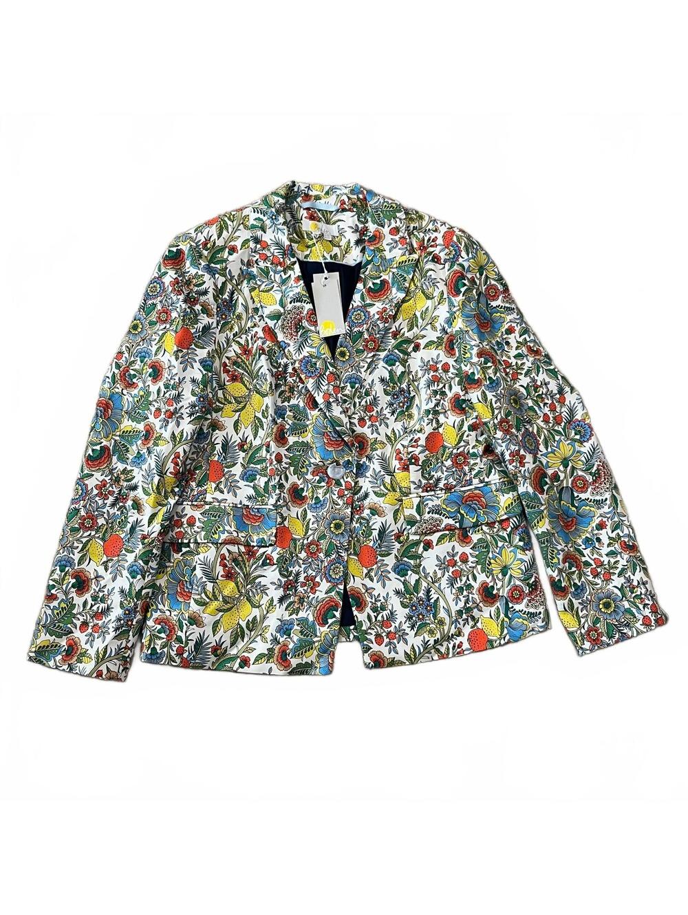 NWT Boden Carrie Blazer Jacket Lemon Tropical Meadow Floral Size 14R